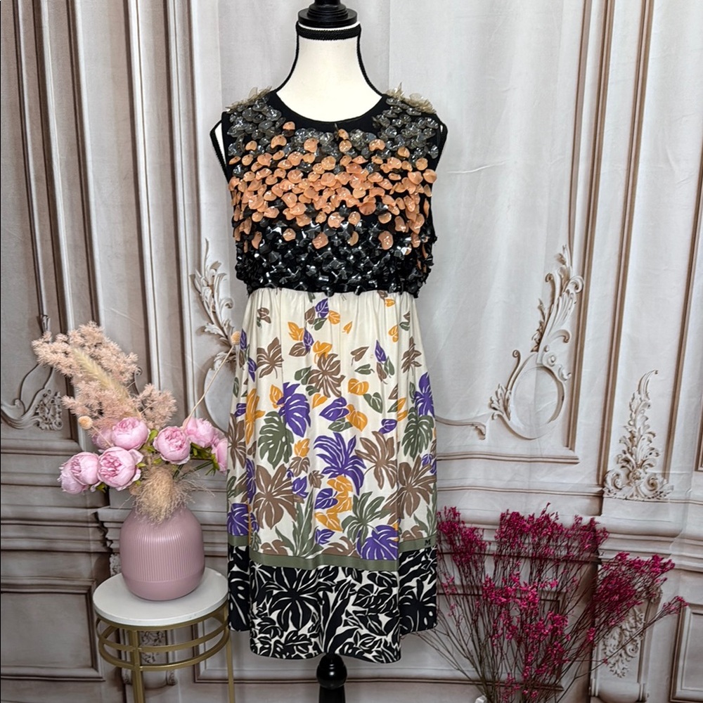 Missoni Black and Orange Sleeveless Midi Sundress